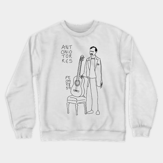 Antonio Torres and the guitar FE09 of 1859 by 9JD Crewneck Sweatshirt by JD by BN18 